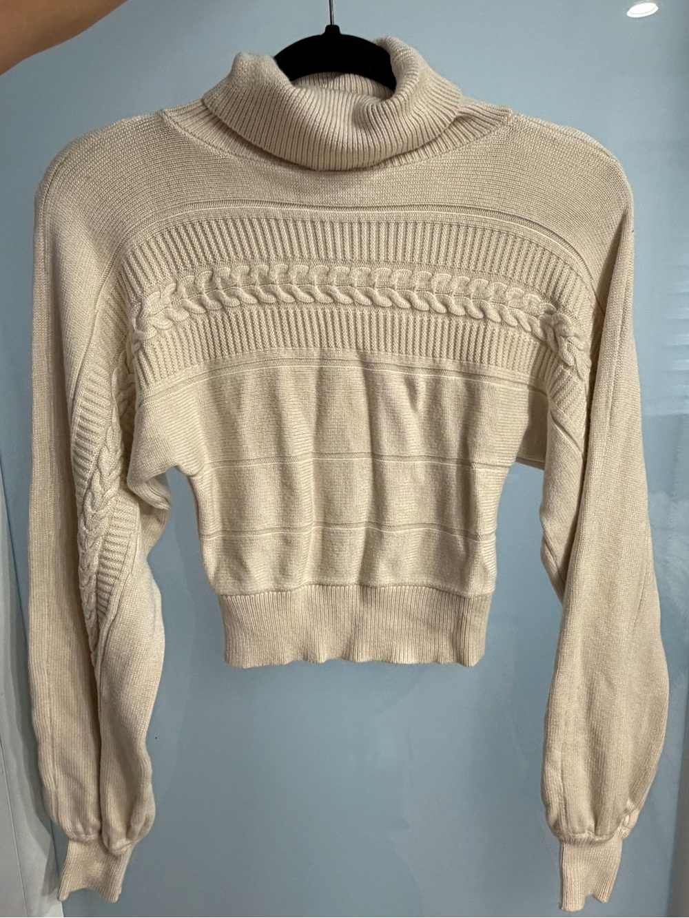 Guess Cream Cable-Turtleneck Sweater